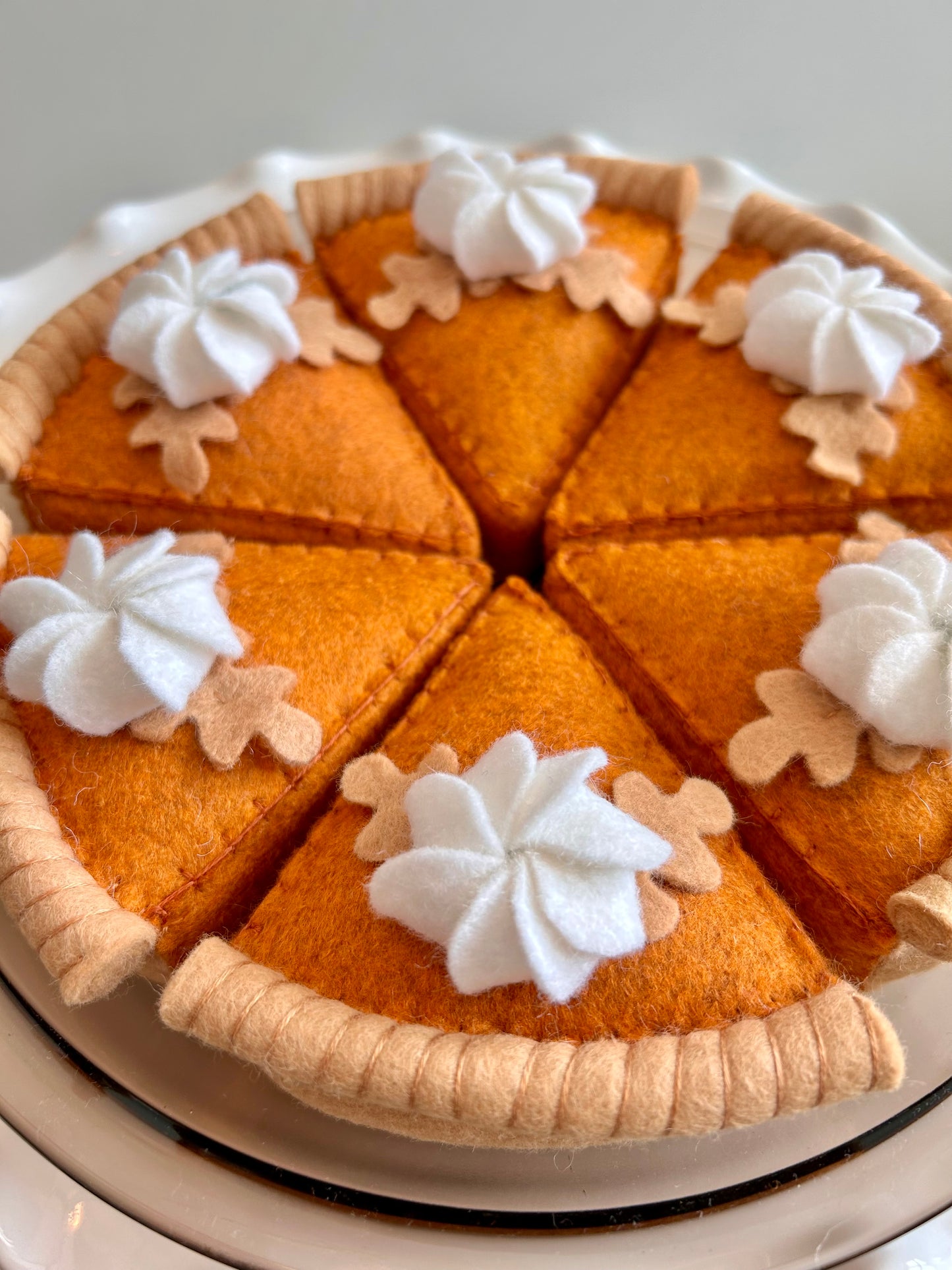 Felt Pumpkin Pie Slice with Leaves