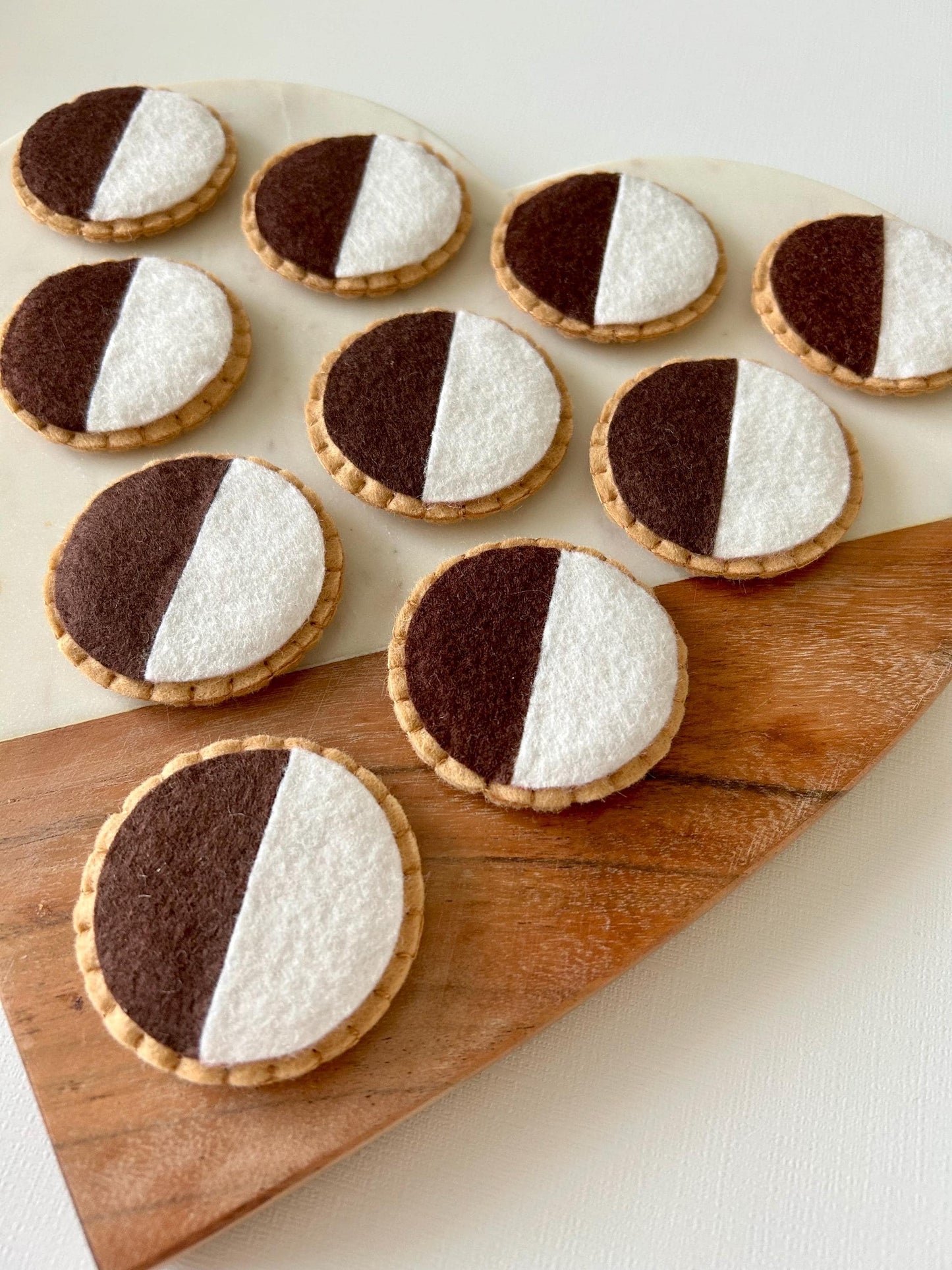2 Felt Black and White Cookies