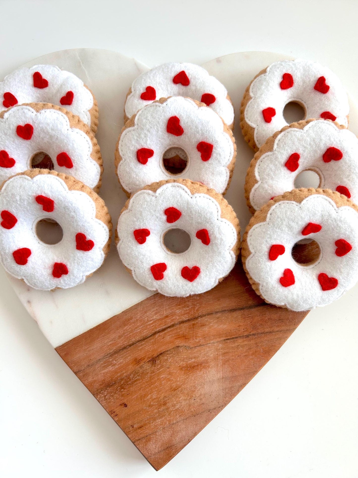 3 Felt Sprinkle Heart Donuts