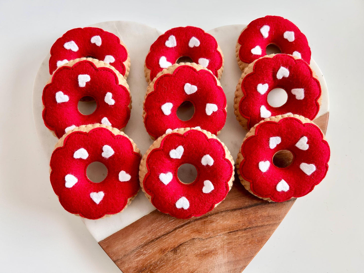 3 Felt Sprinkle Heart Donuts
