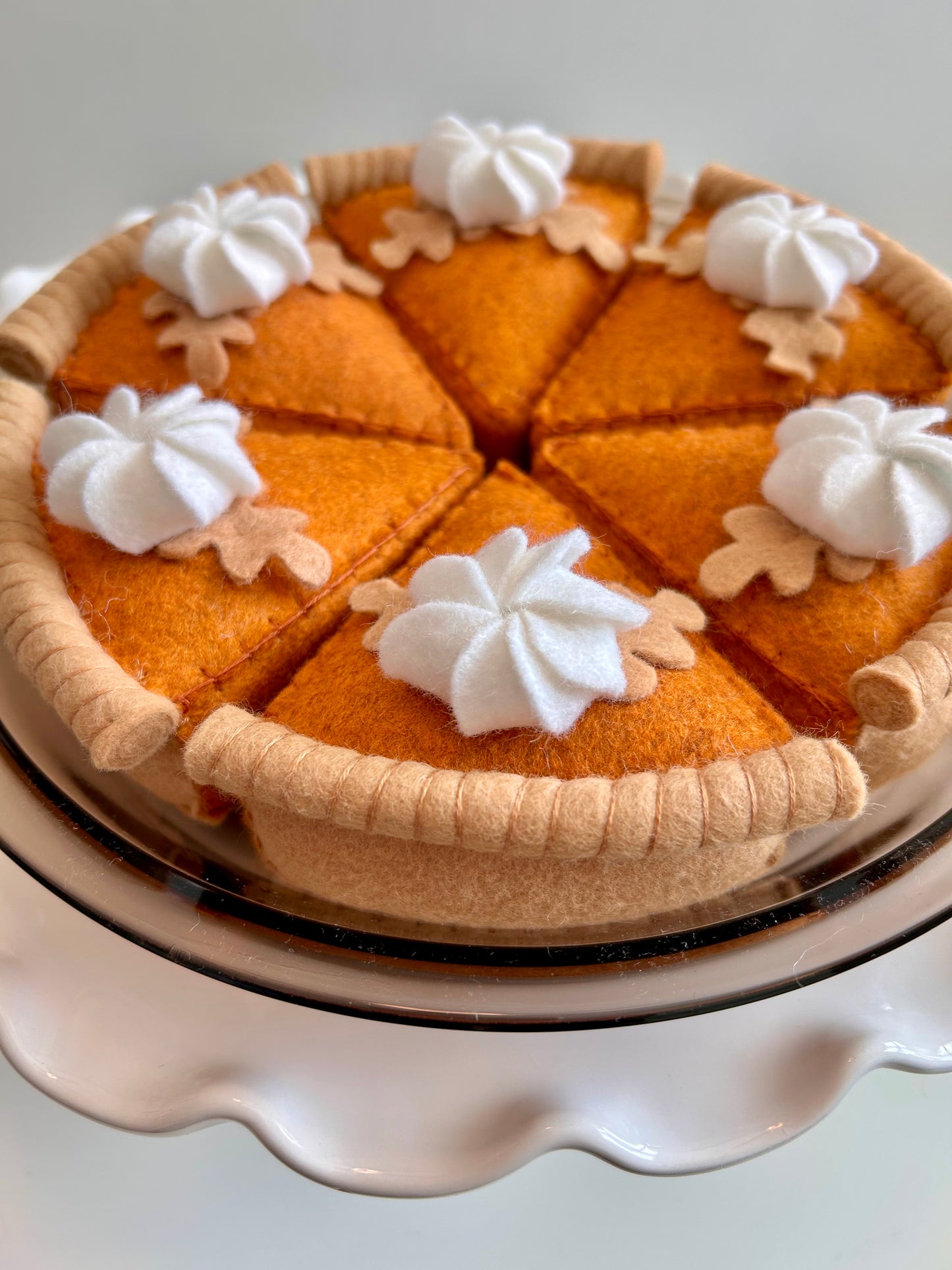 Felt Pumpkin Pie Slice with Leaves