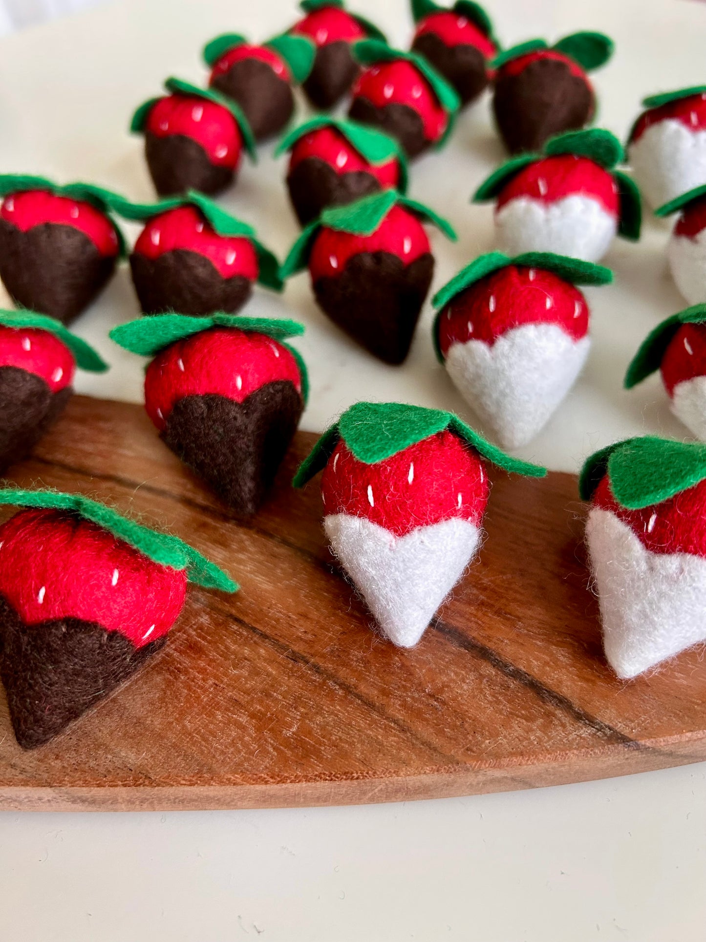 Felt 2 White and 2 Chocolate Covered Strawberries