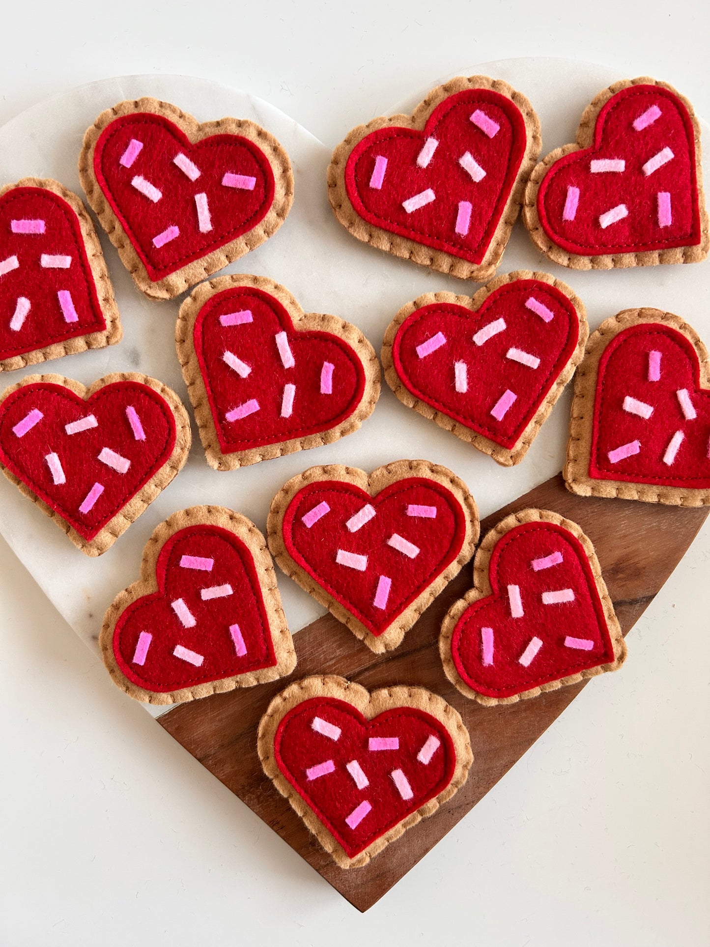 2 Red Felt Heart Sugar Cookies