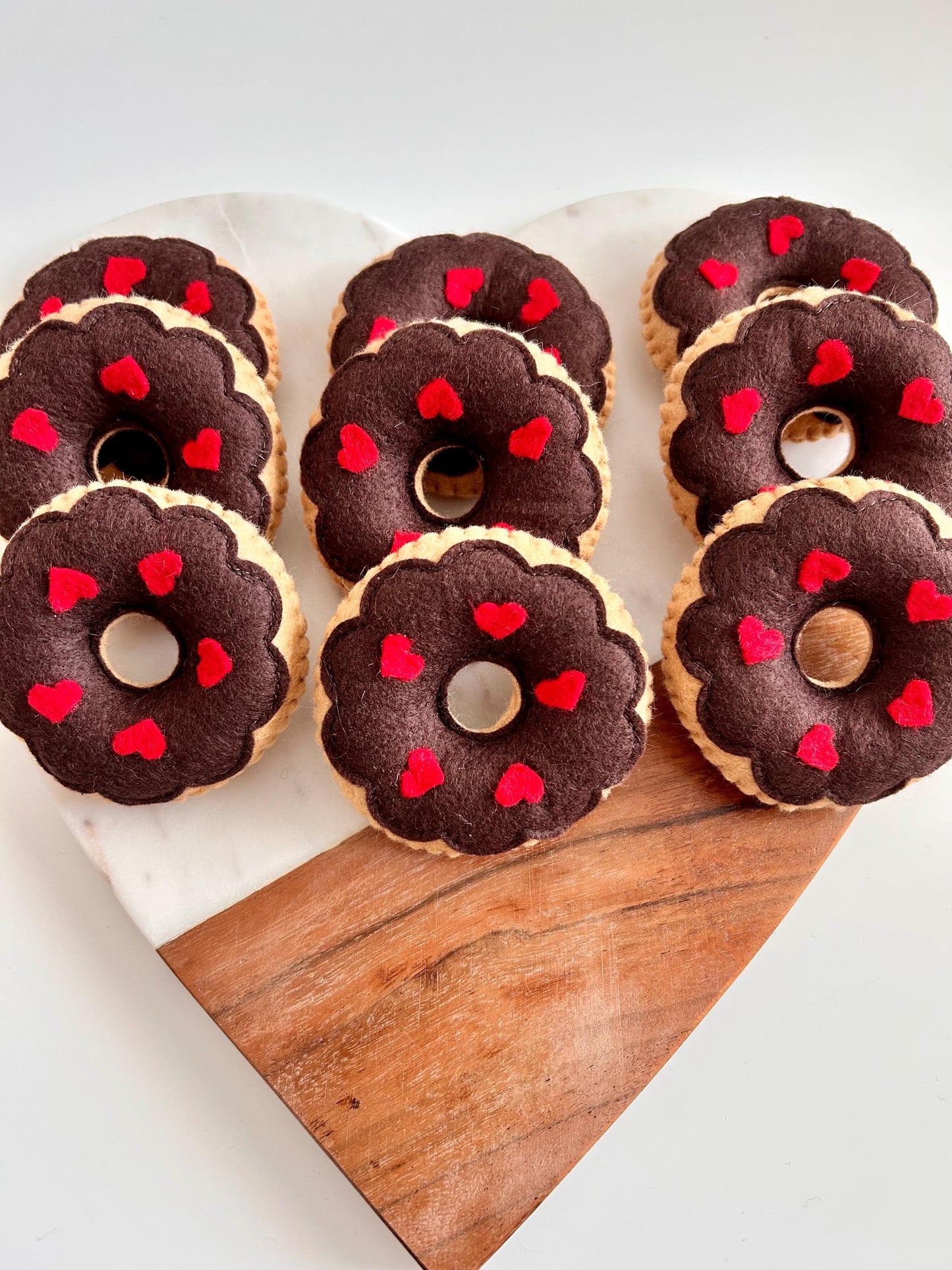 3 Felt Sprinkle Heart Donuts