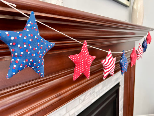 Red, White and Blue Star Garland