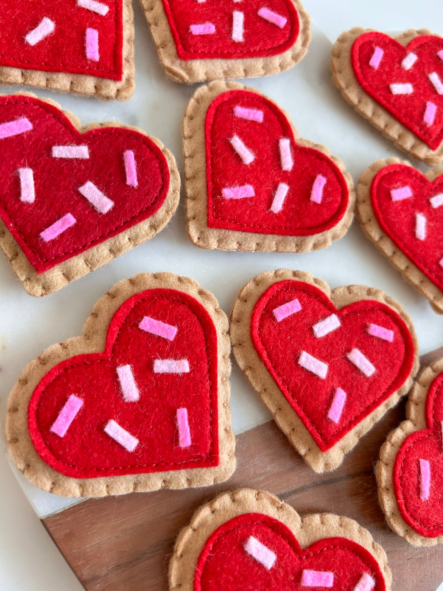 2 Red Felt Heart Sugar Cookies