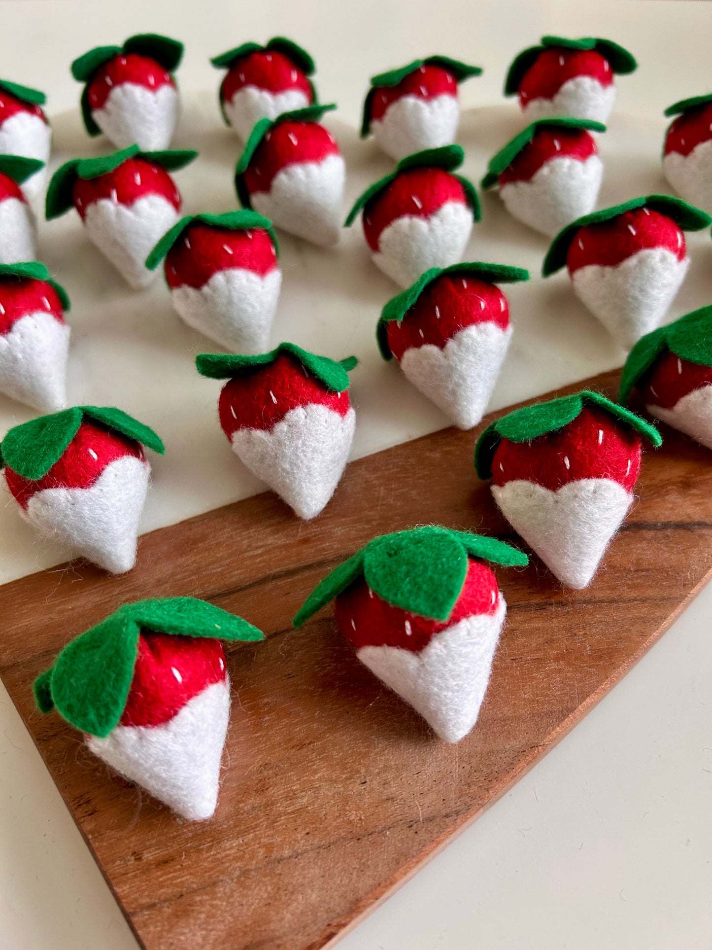 4 Felt White Chocolate Covered Strawberries