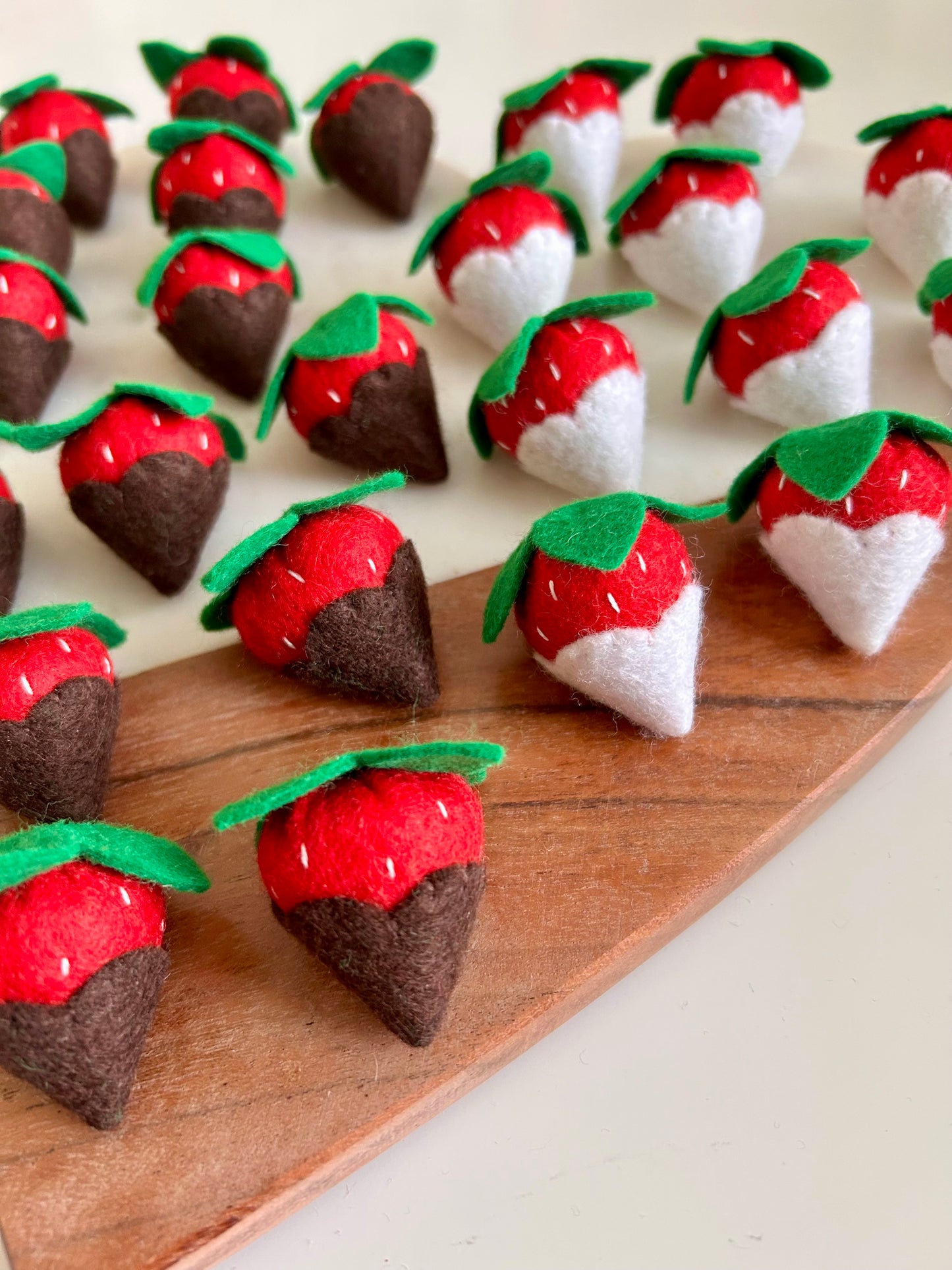 Felt 2 White and 2 Chocolate Covered Strawberries