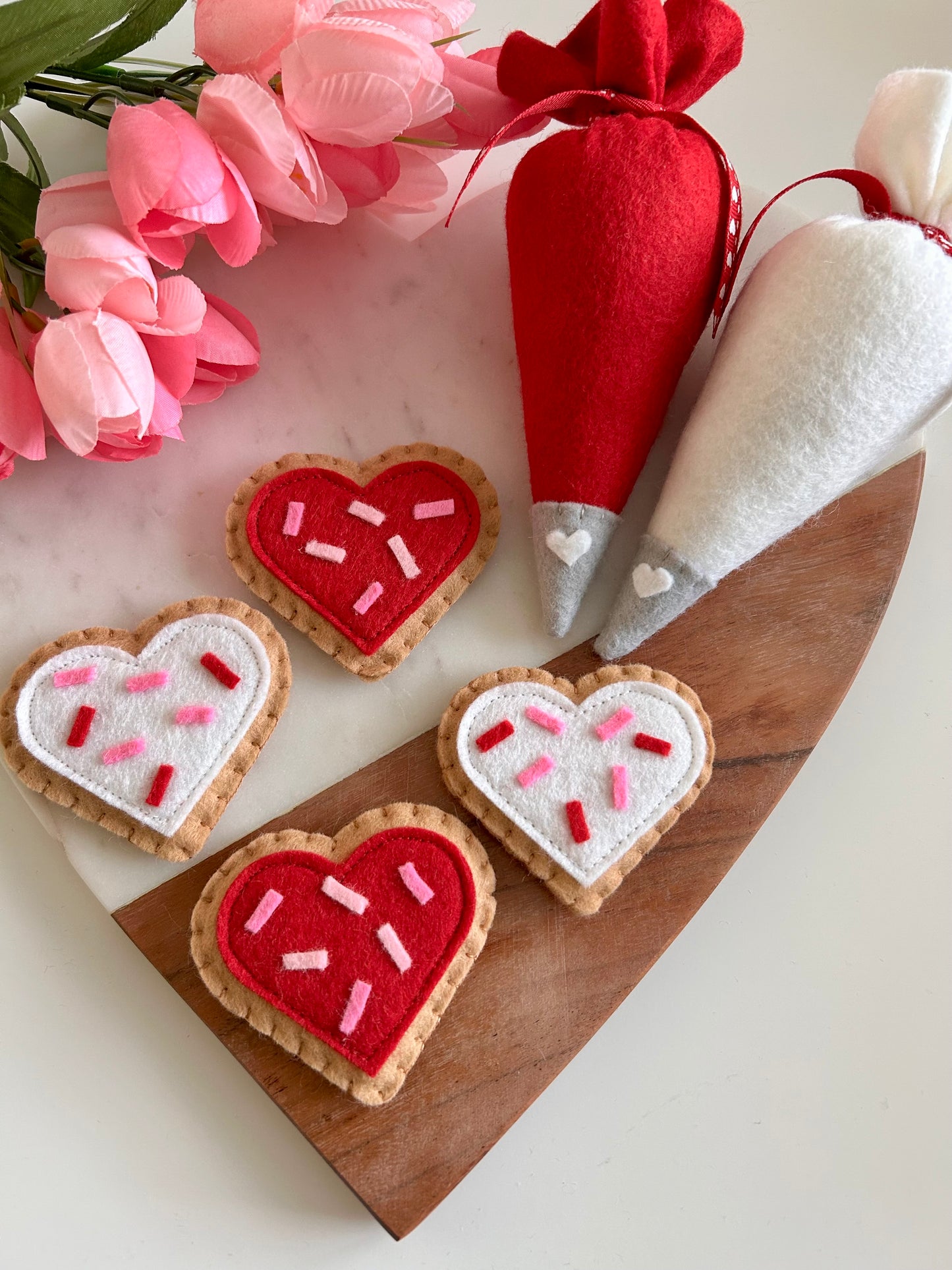 2 Felt Heart Sugar Cookies