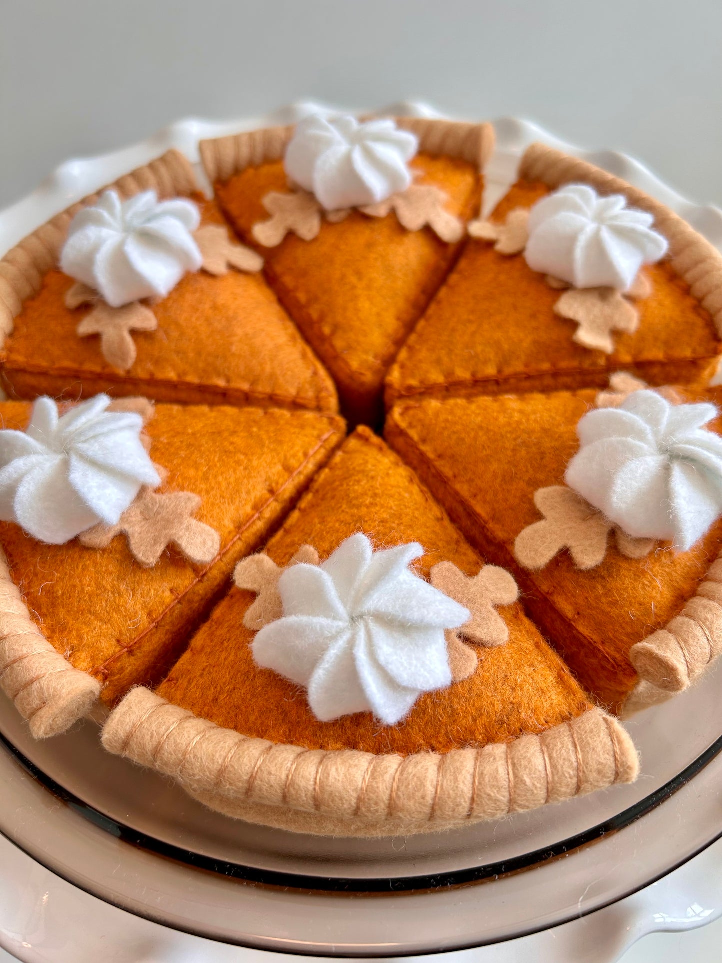 Felt Pumpkin Pie Slice with Leaves