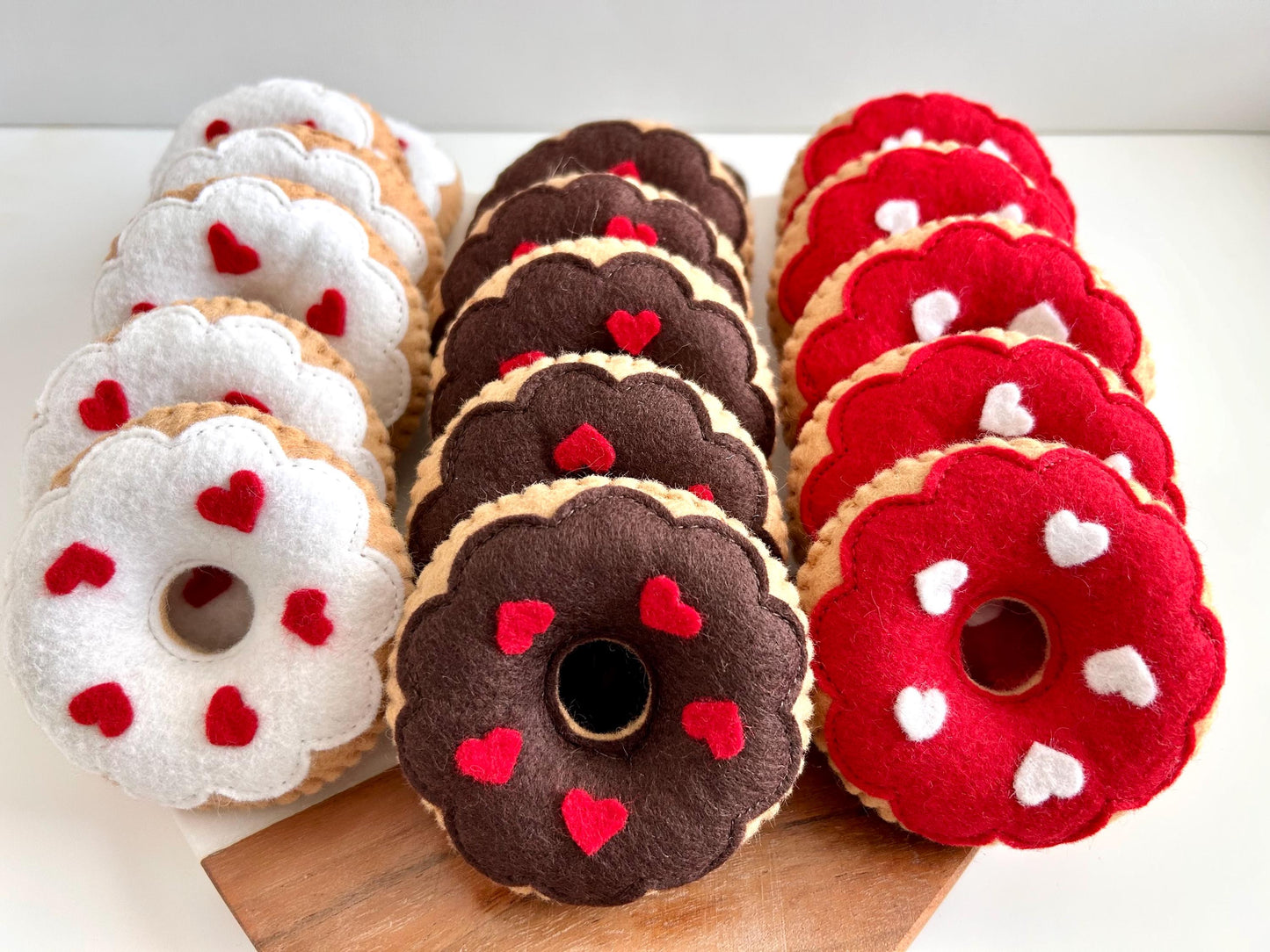 3 Felt Sprinkle Heart Donuts