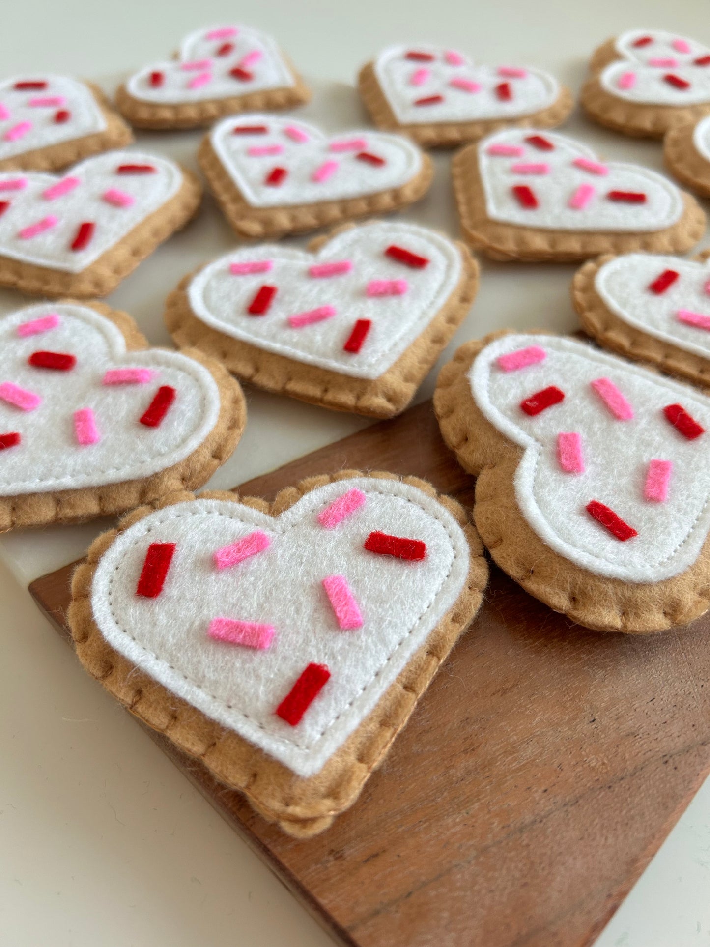 2 White Felt Heart Sugar Cookies