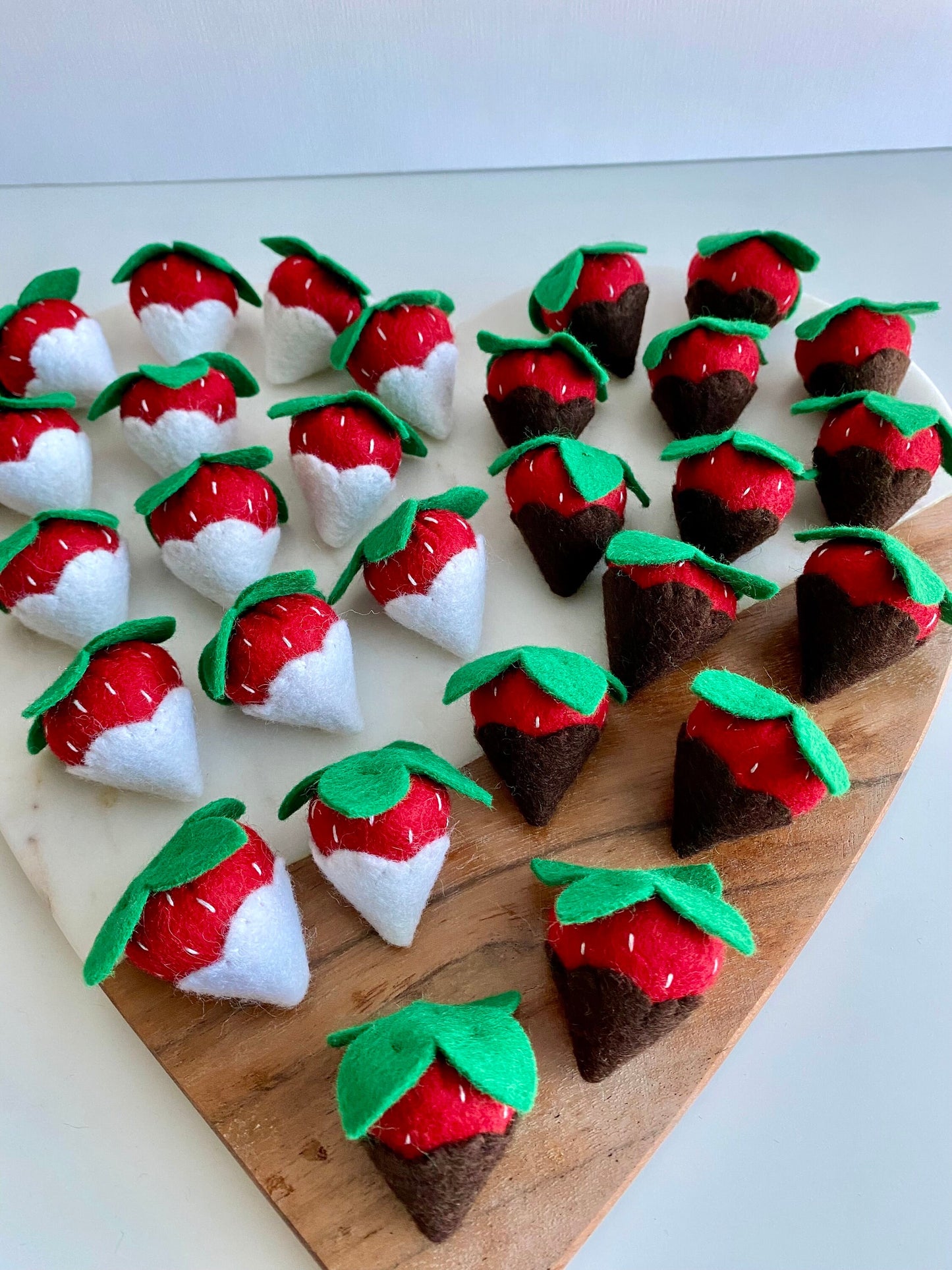 Felt 2 White and 2 Chocolate Covered Strawberries