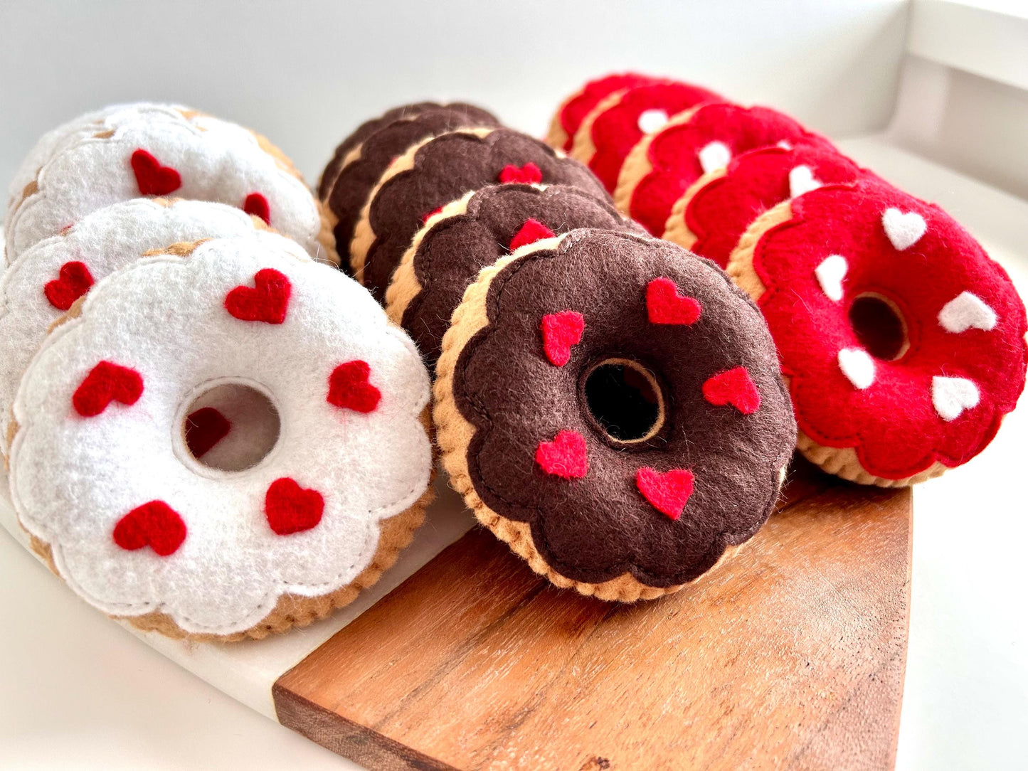 3 Felt Sprinkle Heart Donuts