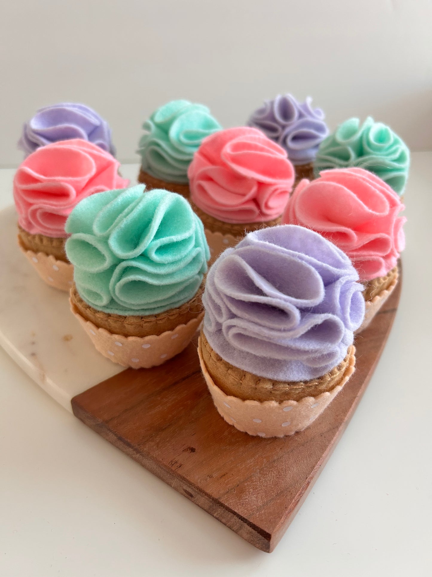Felt Spring Pastel Cupcakes