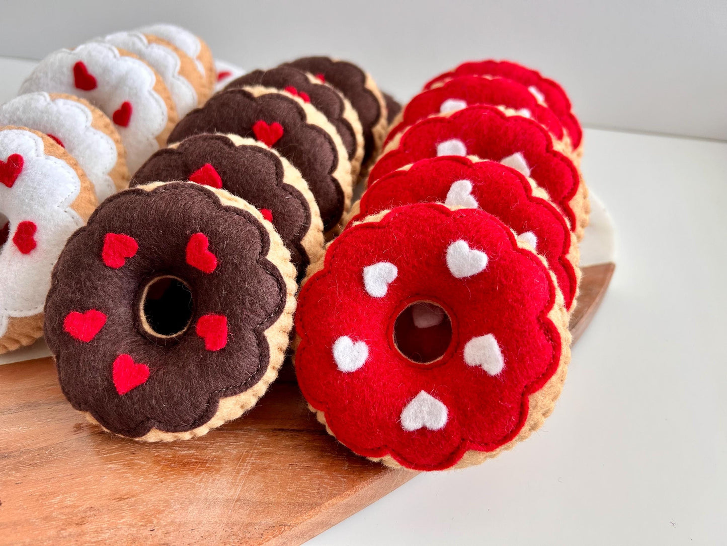3 Felt Sprinkle Heart Donuts
