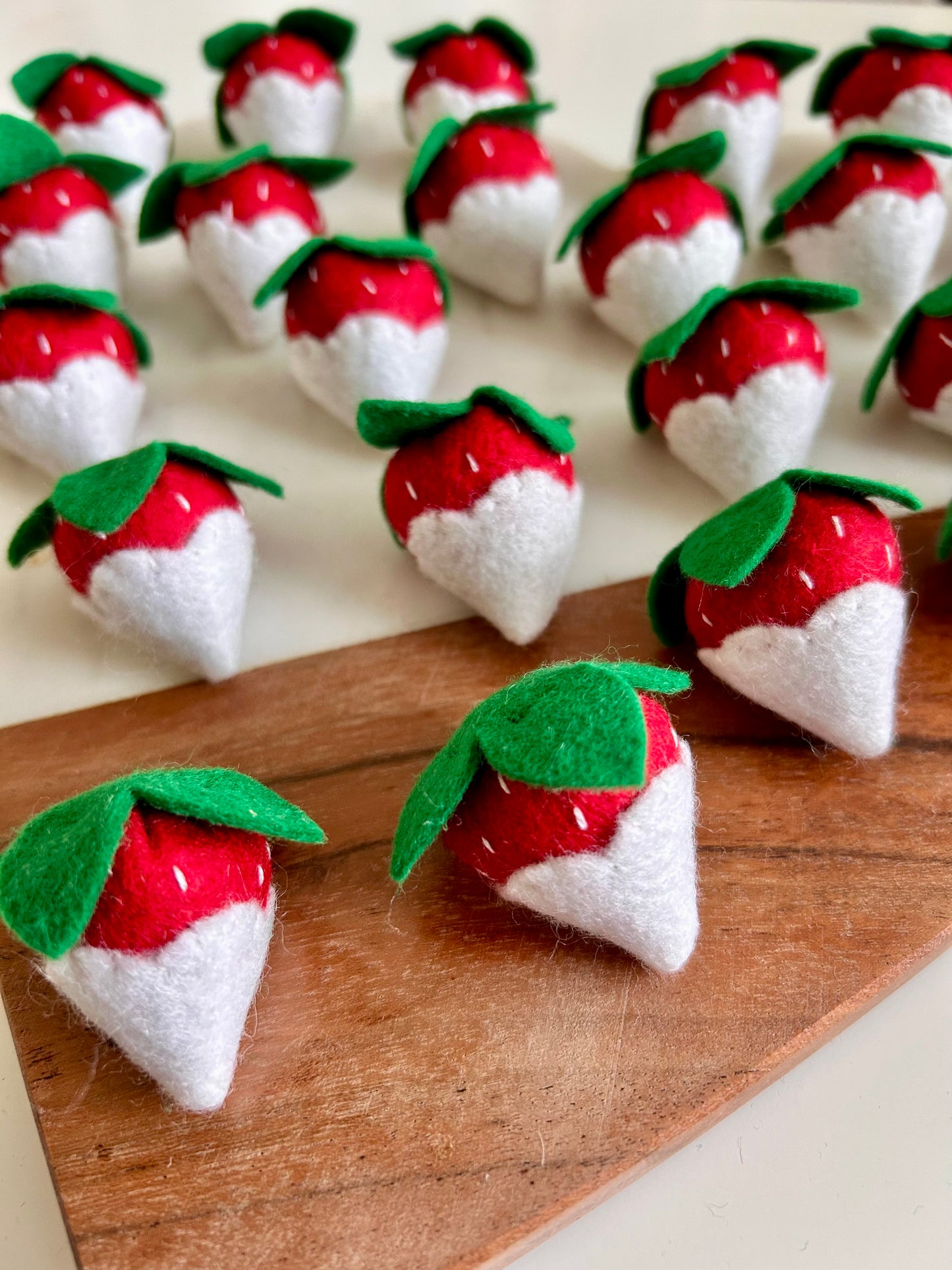 4 Felt White Chocolate Covered Strawberries