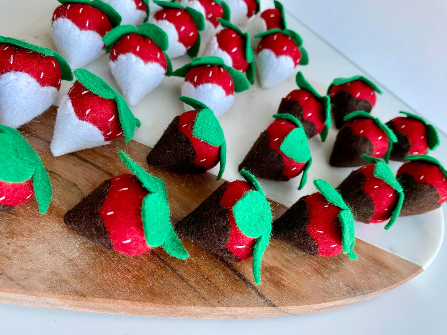 Felt 2 White and 2 Chocolate Covered Strawberries