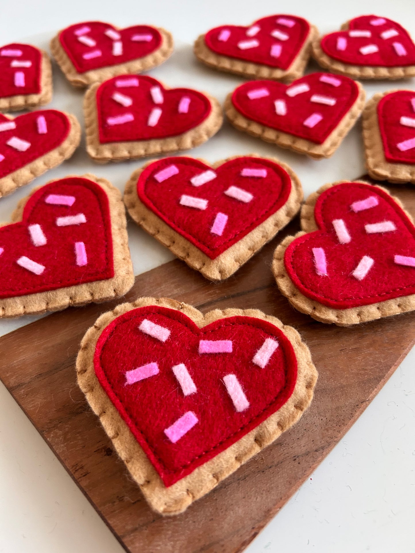 2 Red Felt Heart Sugar Cookies