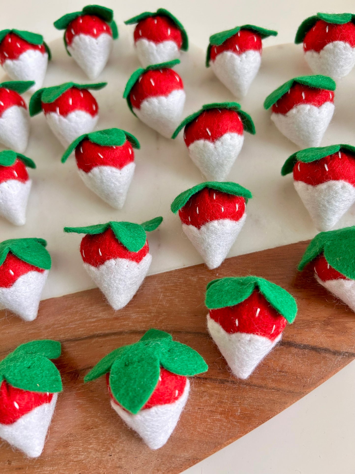 4 Felt White Chocolate Covered Strawberries