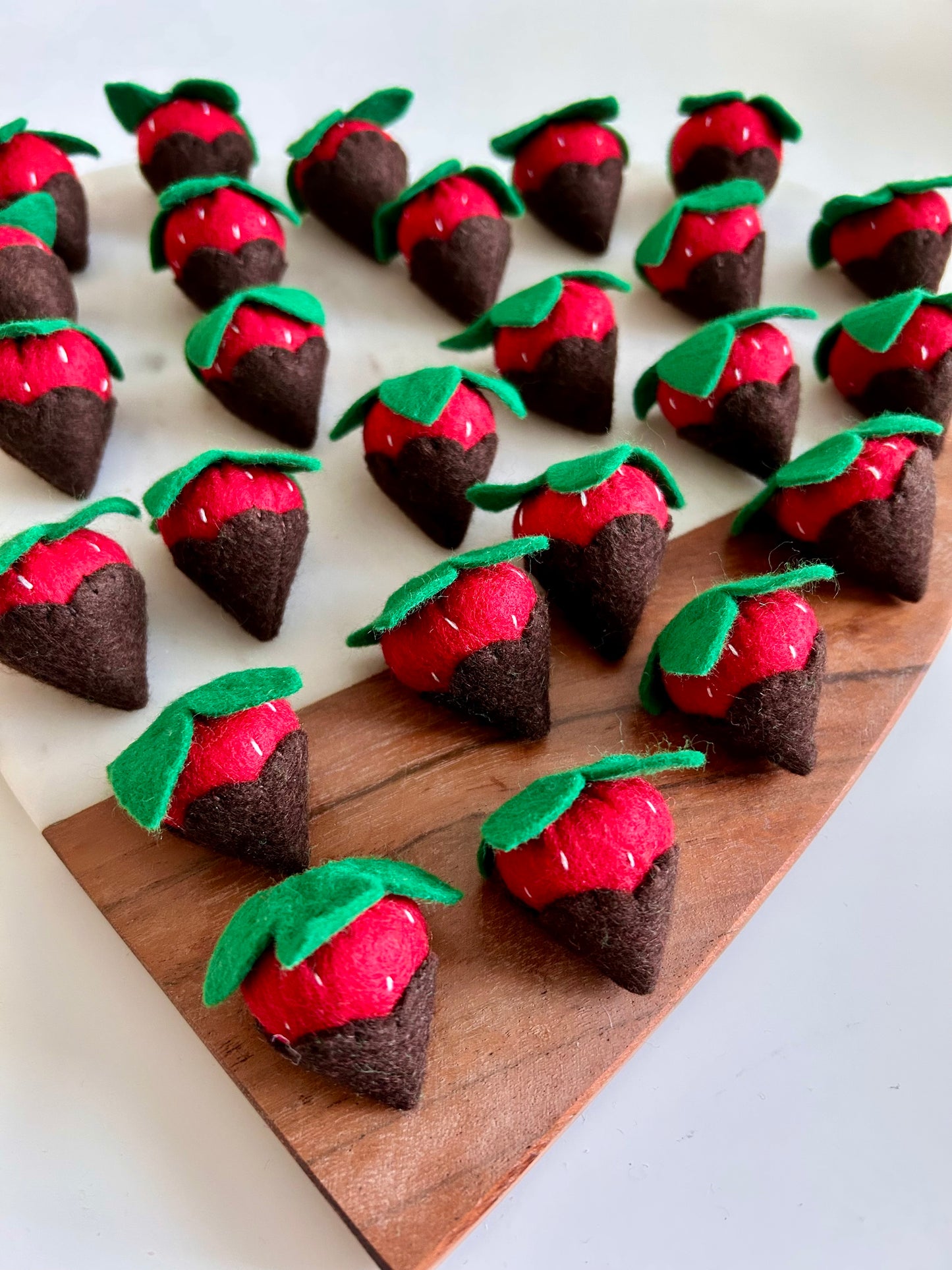 4 Felt Chocolate Covered Strawberries