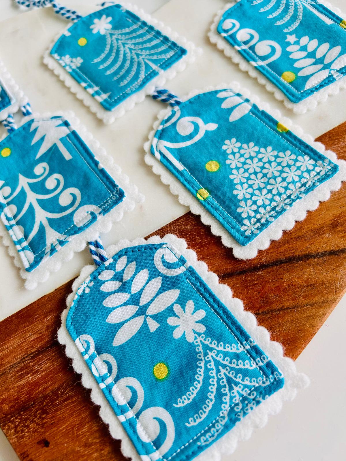 2 Blue Christmas Tree Gift Tags