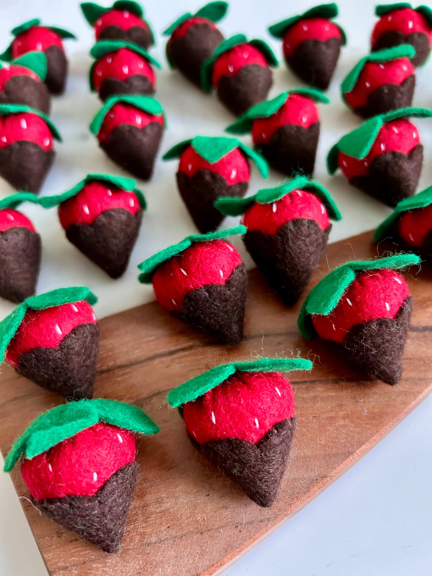 4 Felt Chocolate Covered Strawberries