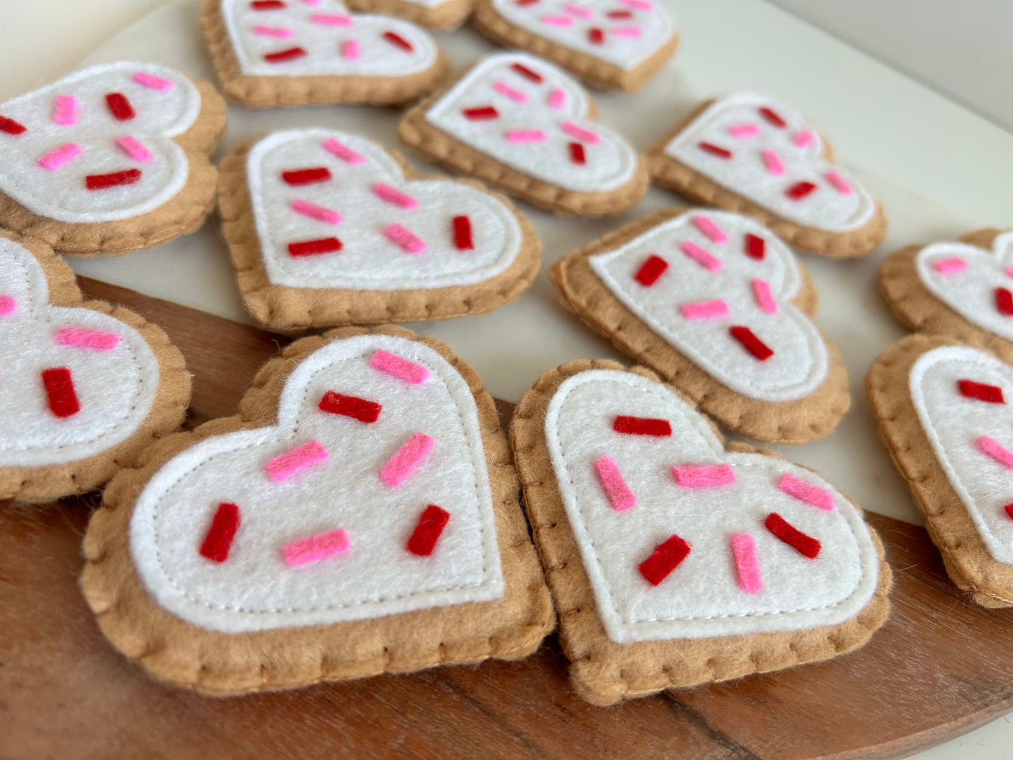 2 White Felt Heart Sugar Cookies