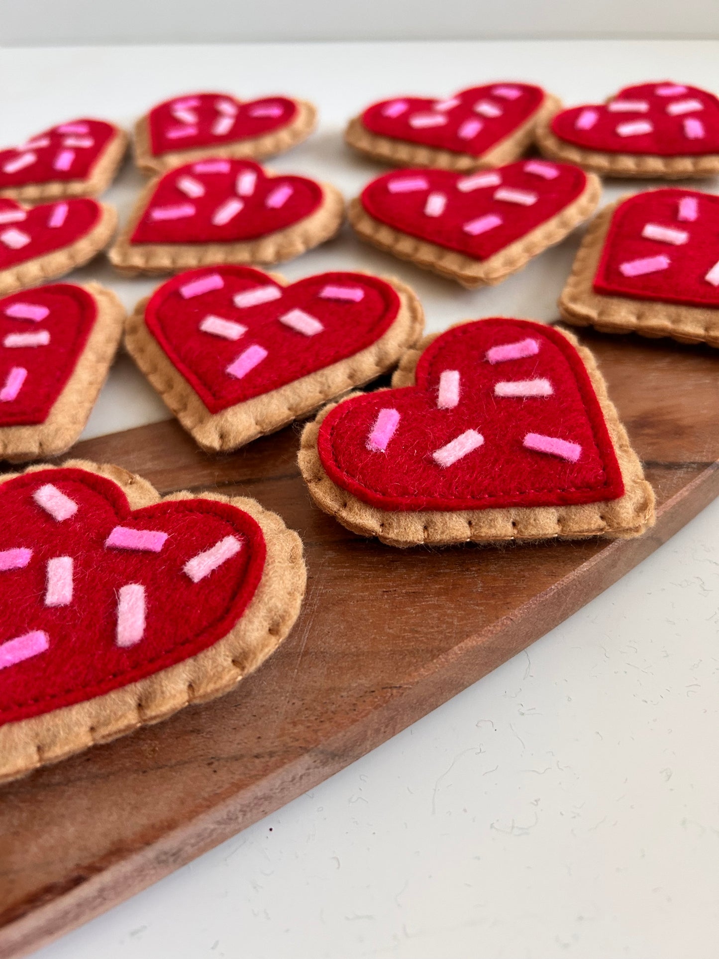 2 Red Felt Heart Sugar Cookies
