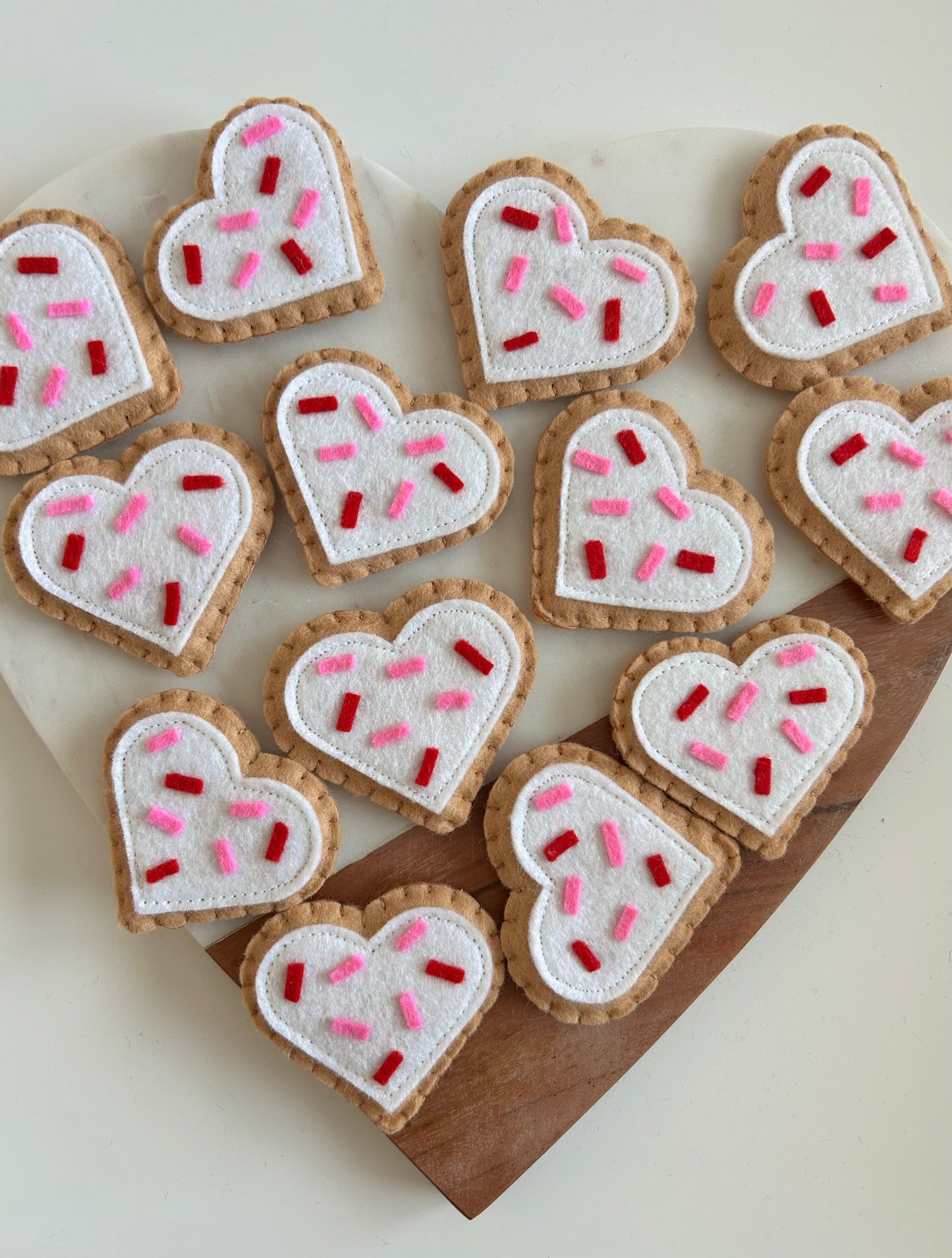 2 White Felt Heart Sugar Cookies