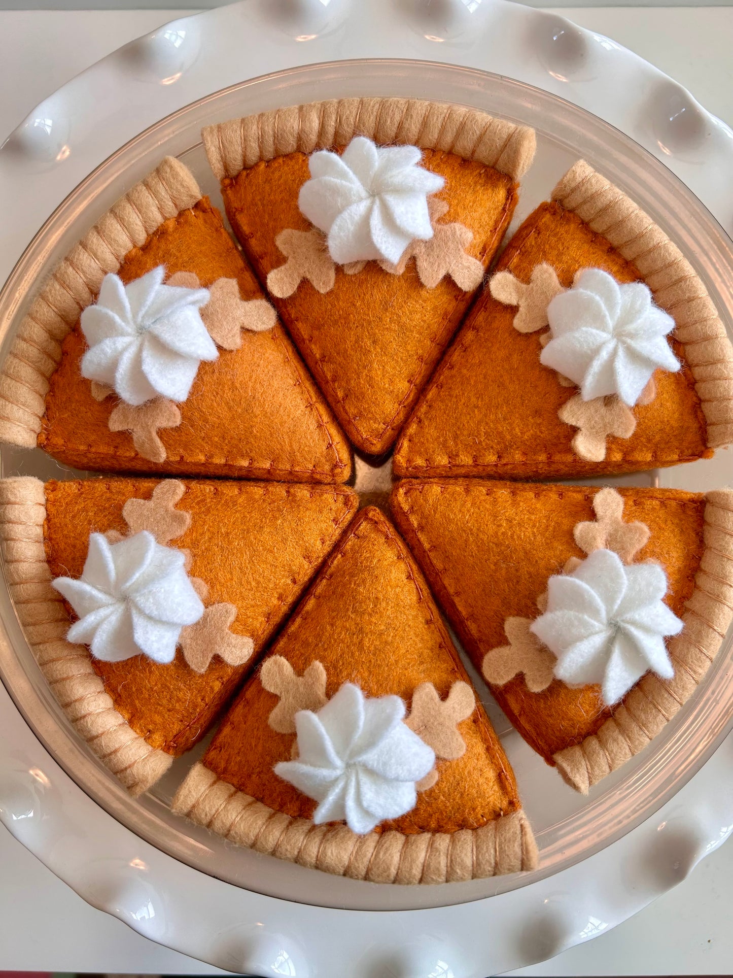 Felt Pumpkin Pie Slice with Leaves