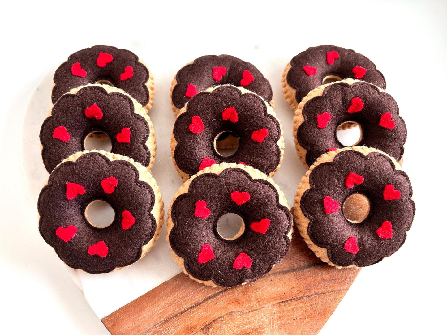 3 Felt Sprinkle Heart Donuts