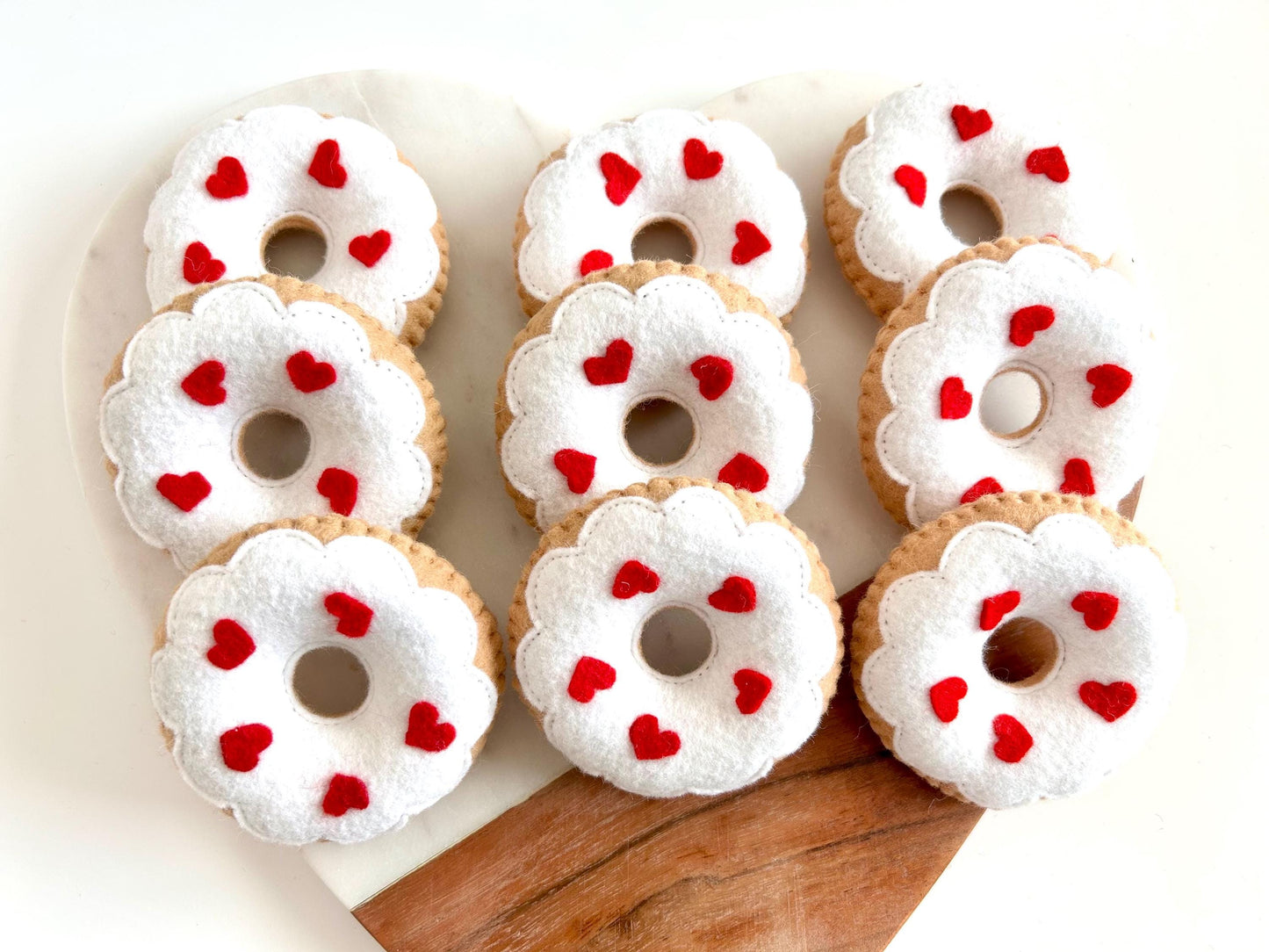 3 Felt Sprinkle Heart Donuts