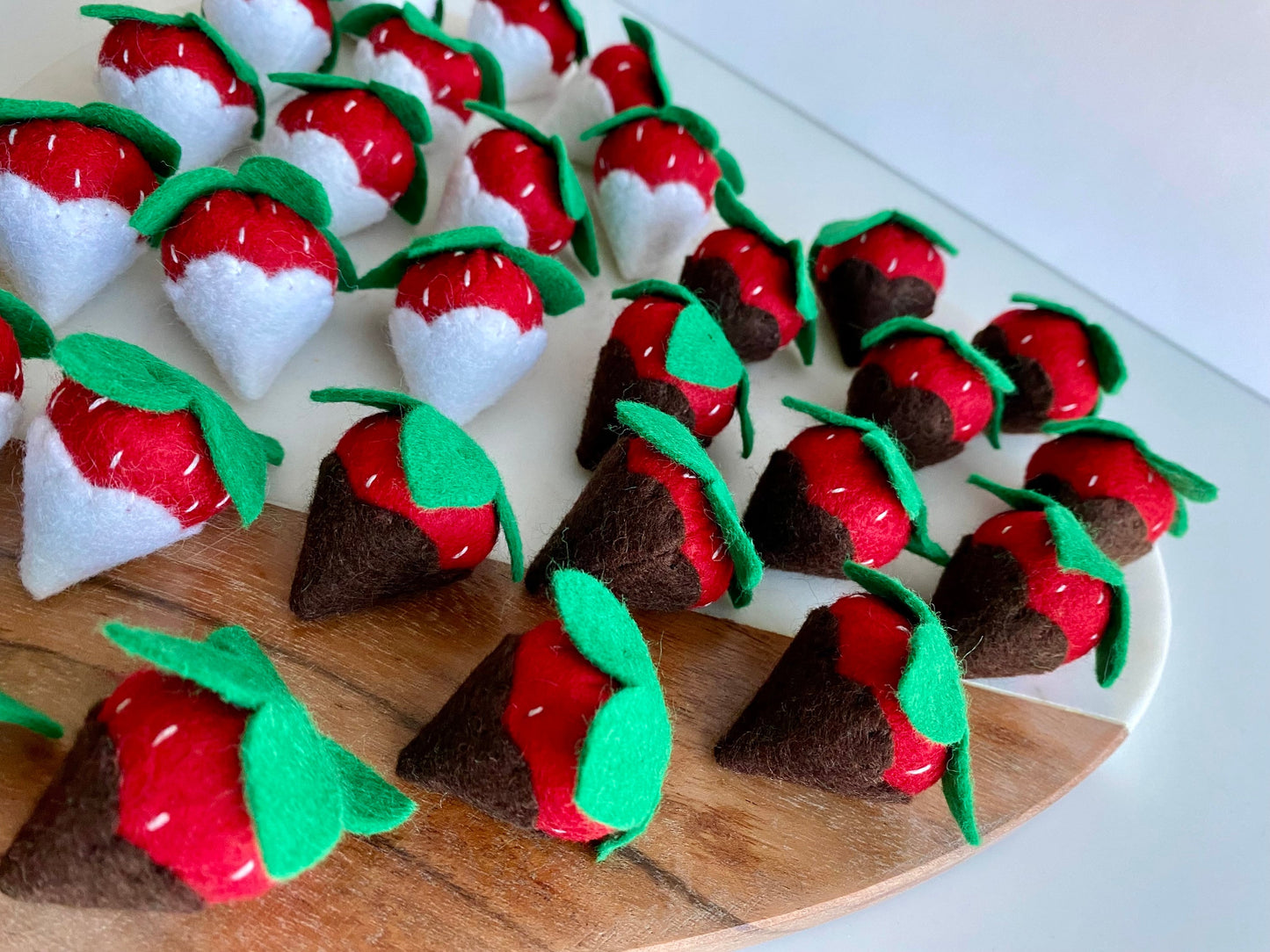 Felt 2 White and 2 Chocolate Covered Strawberries