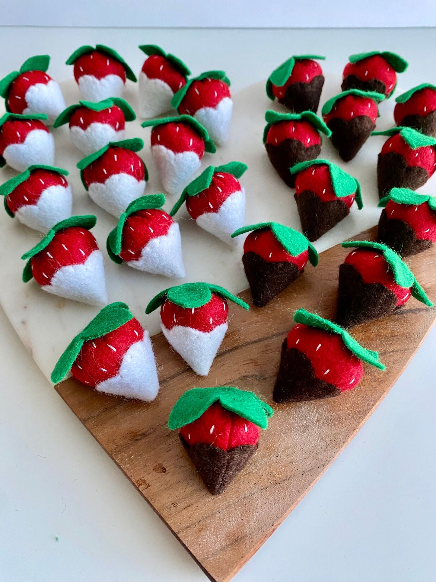 Felt 2 White and 2 Chocolate Covered Strawberries