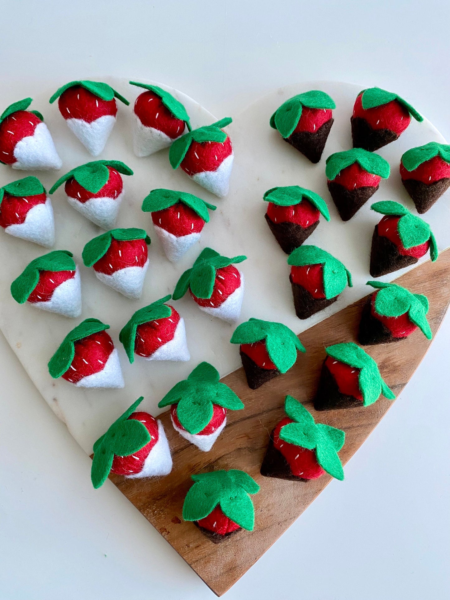 Felt 2 White and 2 Chocolate Covered Strawberries