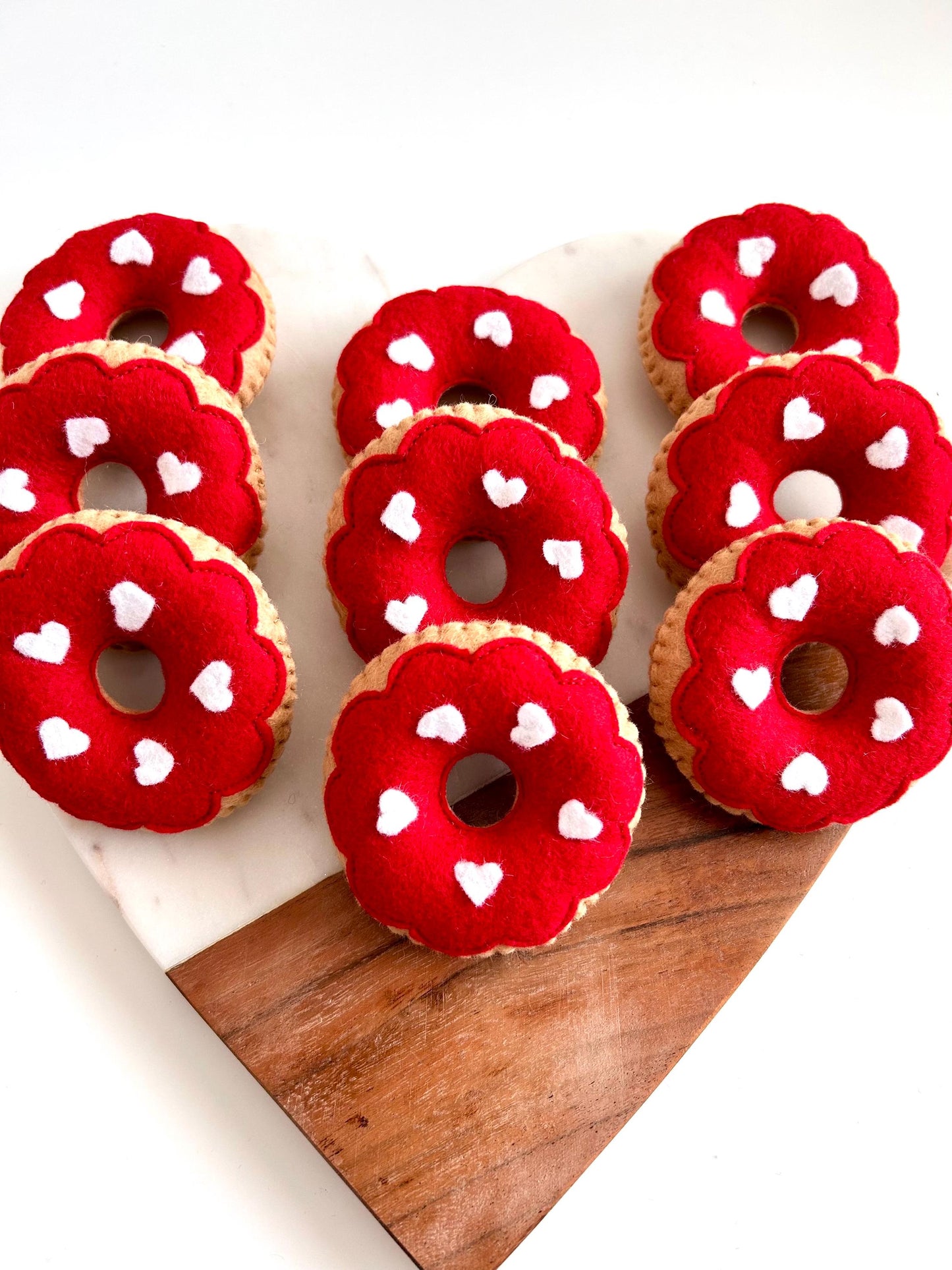 3 Felt Sprinkle Heart Donuts
