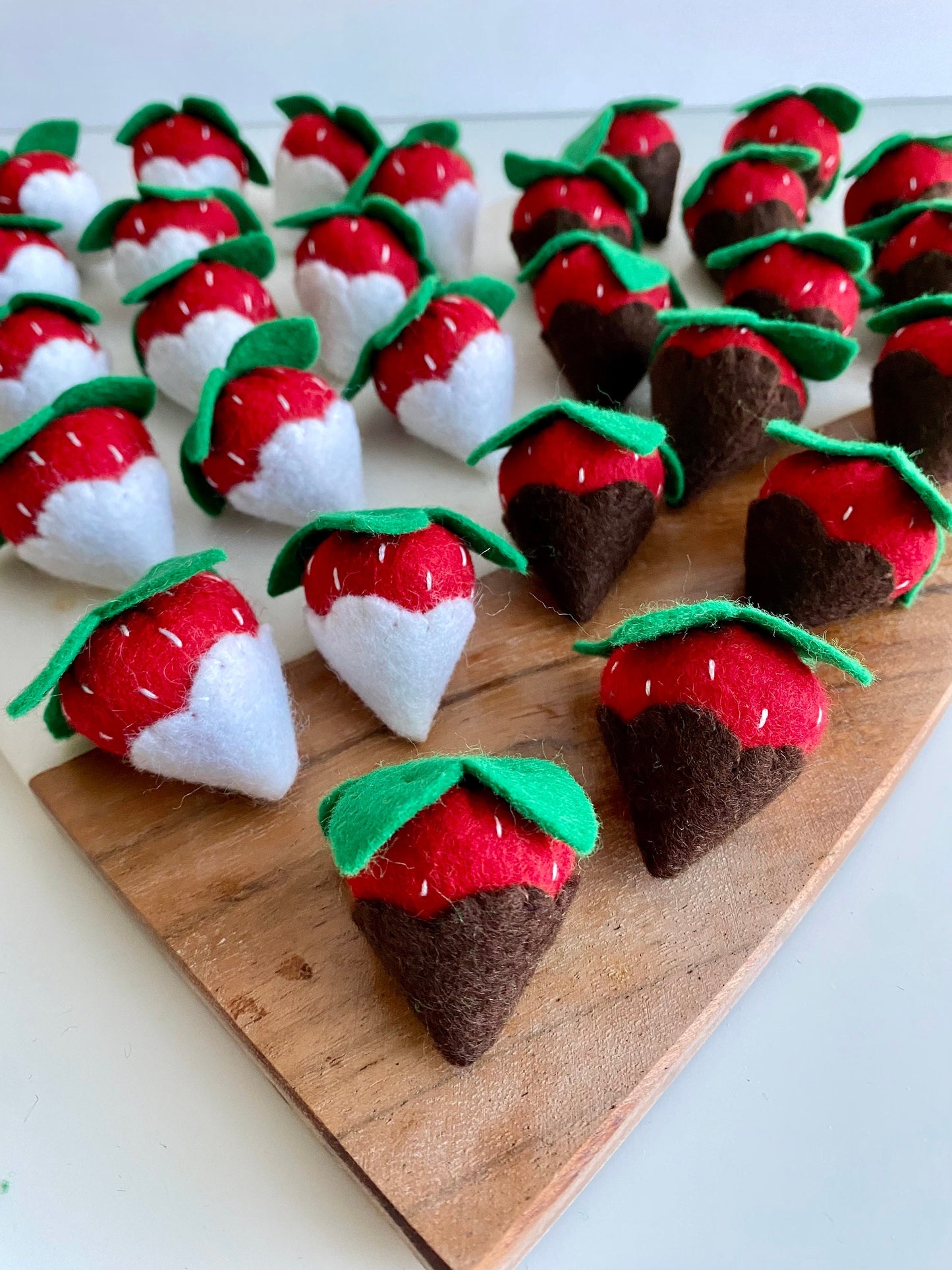 Felt 2 White and 2 Chocolate Covered Strawberries