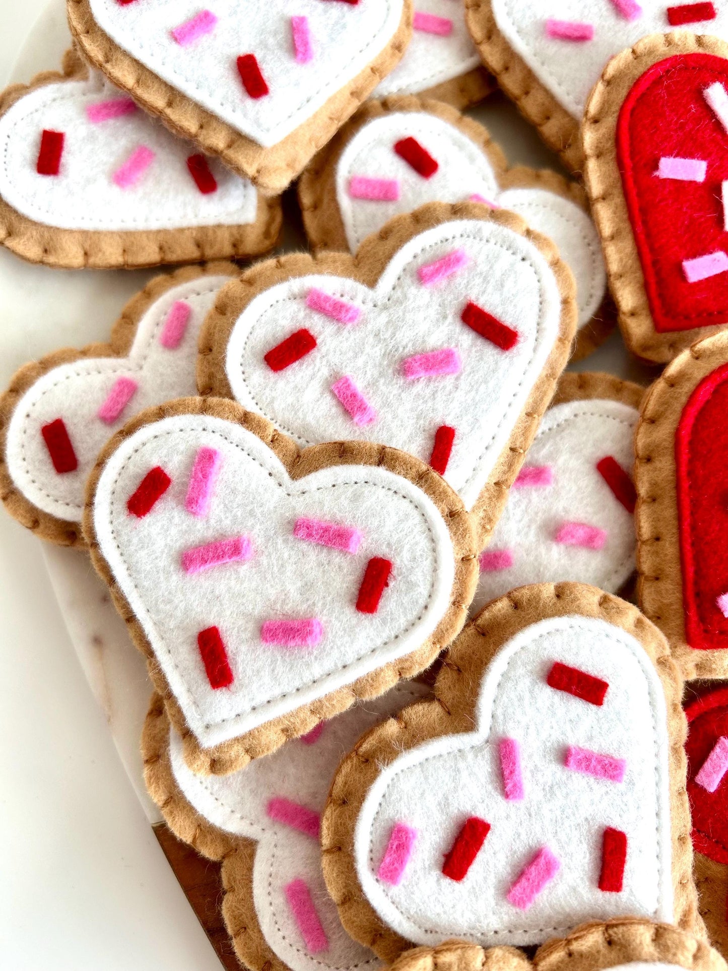 2 Felt Heart Sugar Cookies