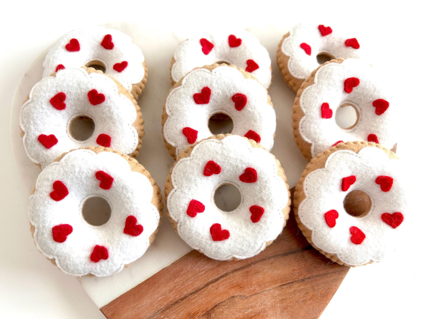 3 Felt Sprinkle Heart Donuts