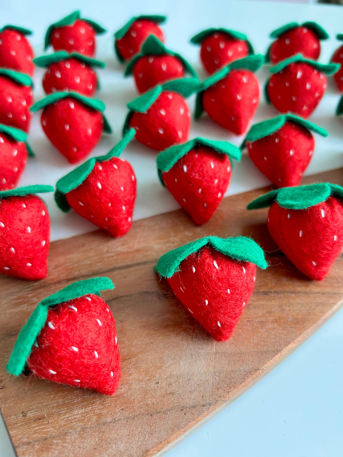 3 Felt Strawberries