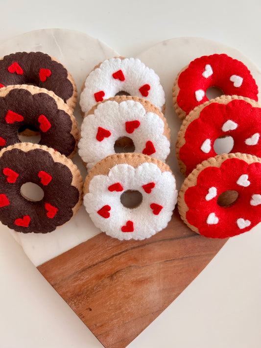 3 Felt Sprinkle Heart Donuts
