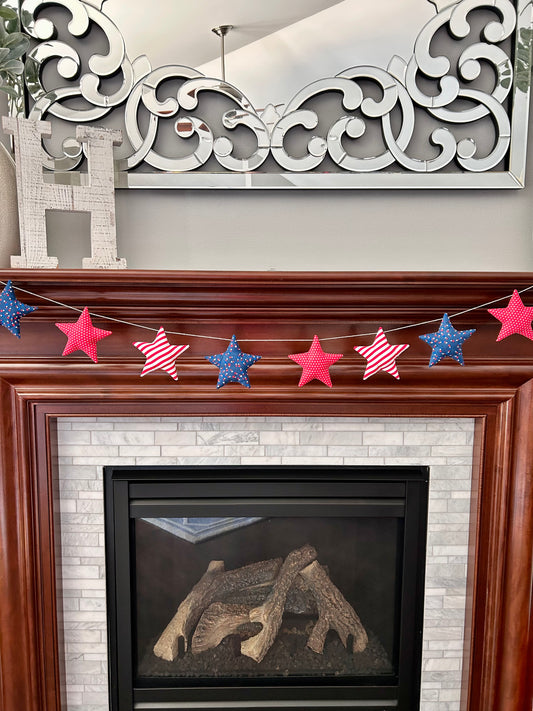 Red, White and Blue Star Garland