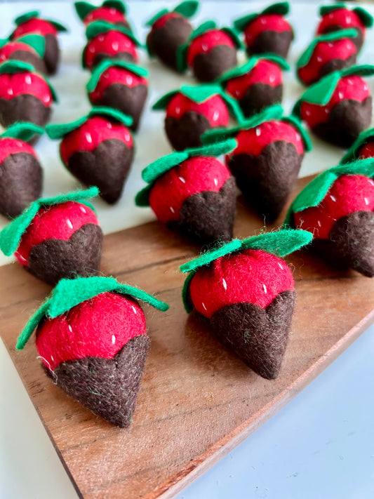 4 Felt Chocolate Covered Strawberries