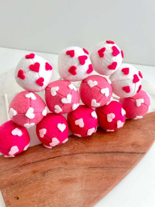3 Felt Cake Pops with Heart Sprinkles