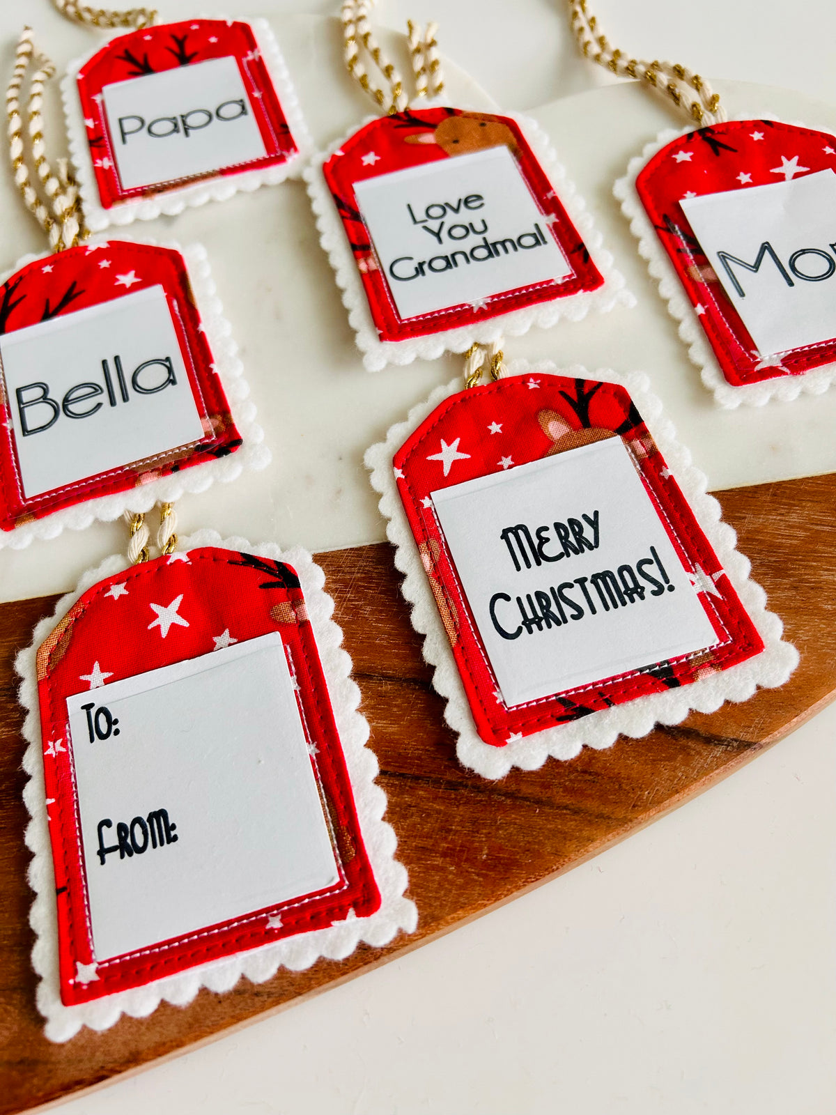 2 Red Reindeer Christmas Gift Tags