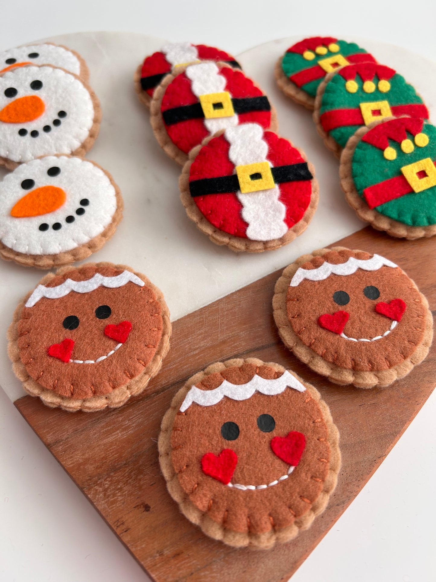 4 Round Felt Christmas Cookies