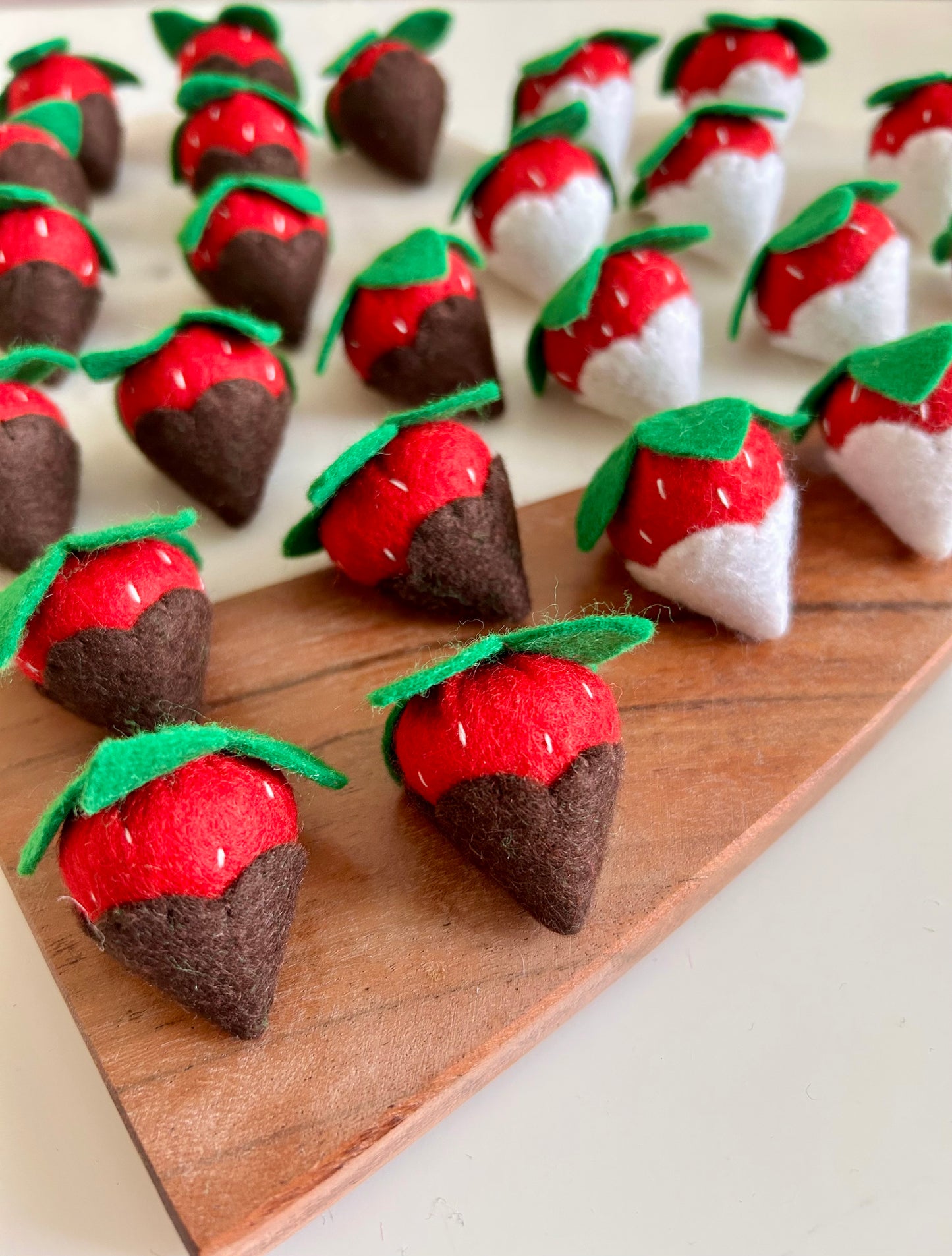 Felt 2 White and 2 Chocolate Covered Strawberries