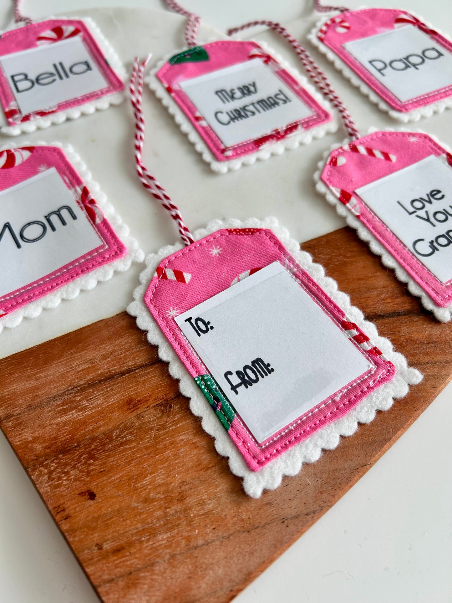2 Pink Christmas Gift Tags