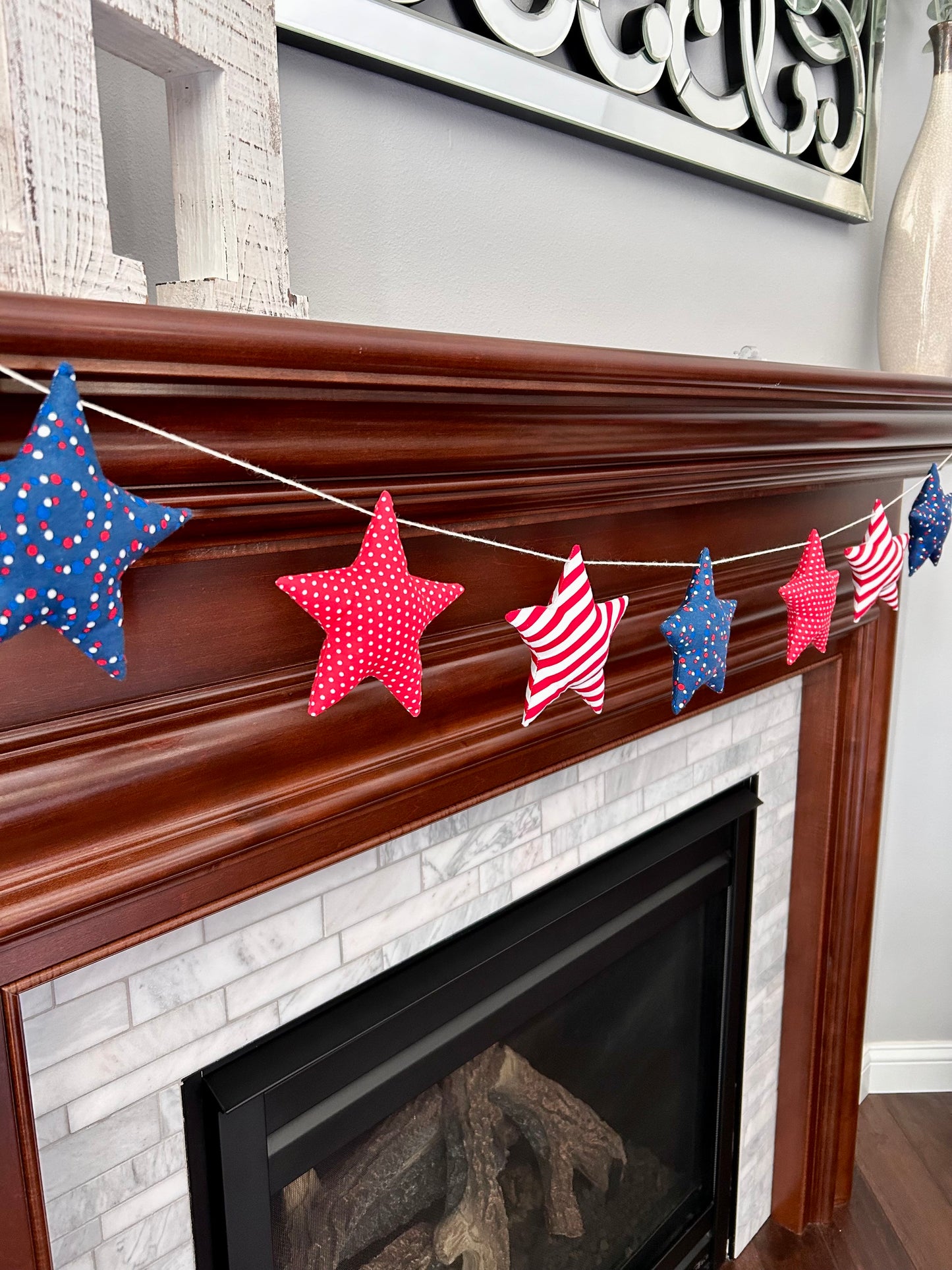 Red, White and Blue Star Garland